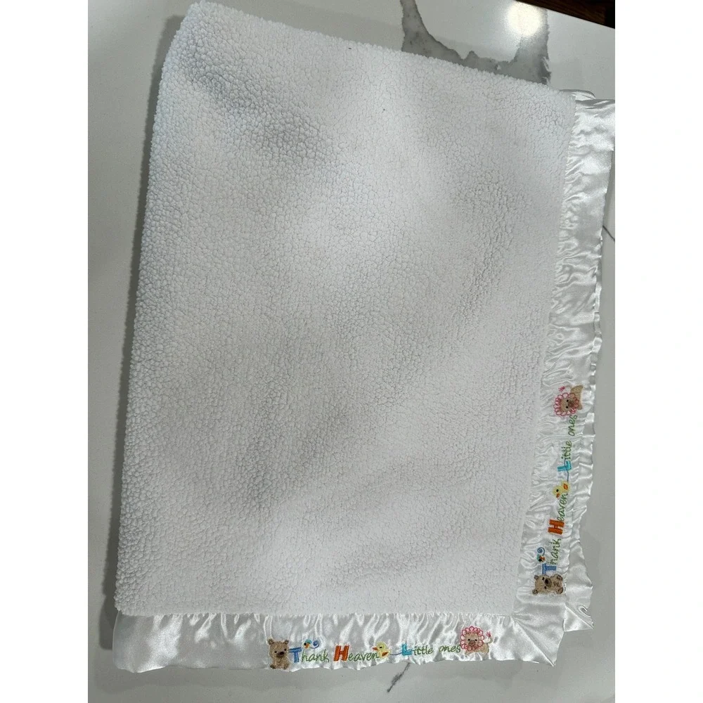 Child of Mine by‎ Carters White Sherpa Baby Blanket Thank Heaven For Little Ones